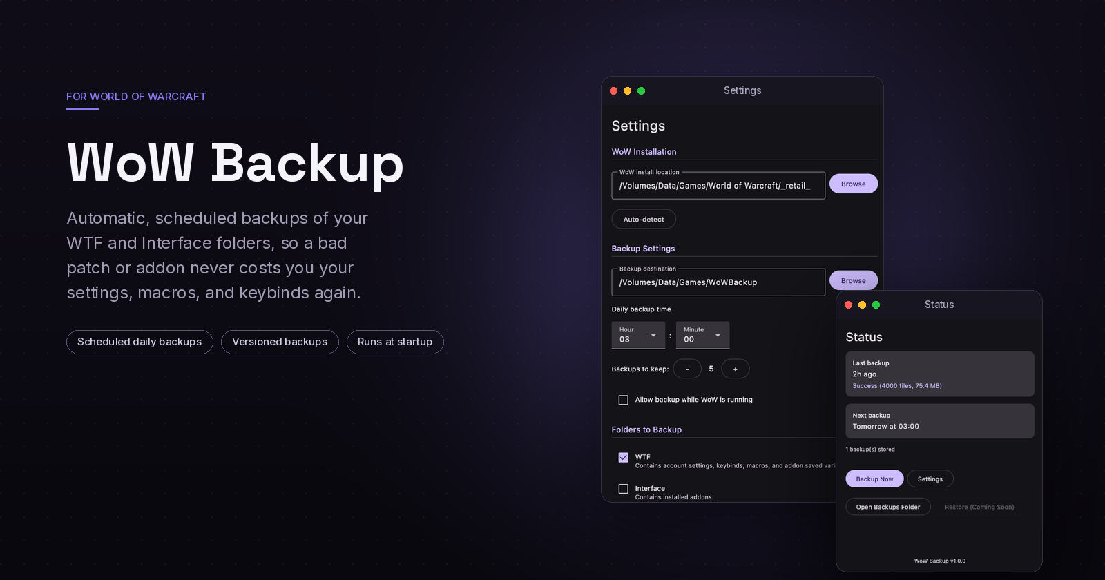 WoW Backup