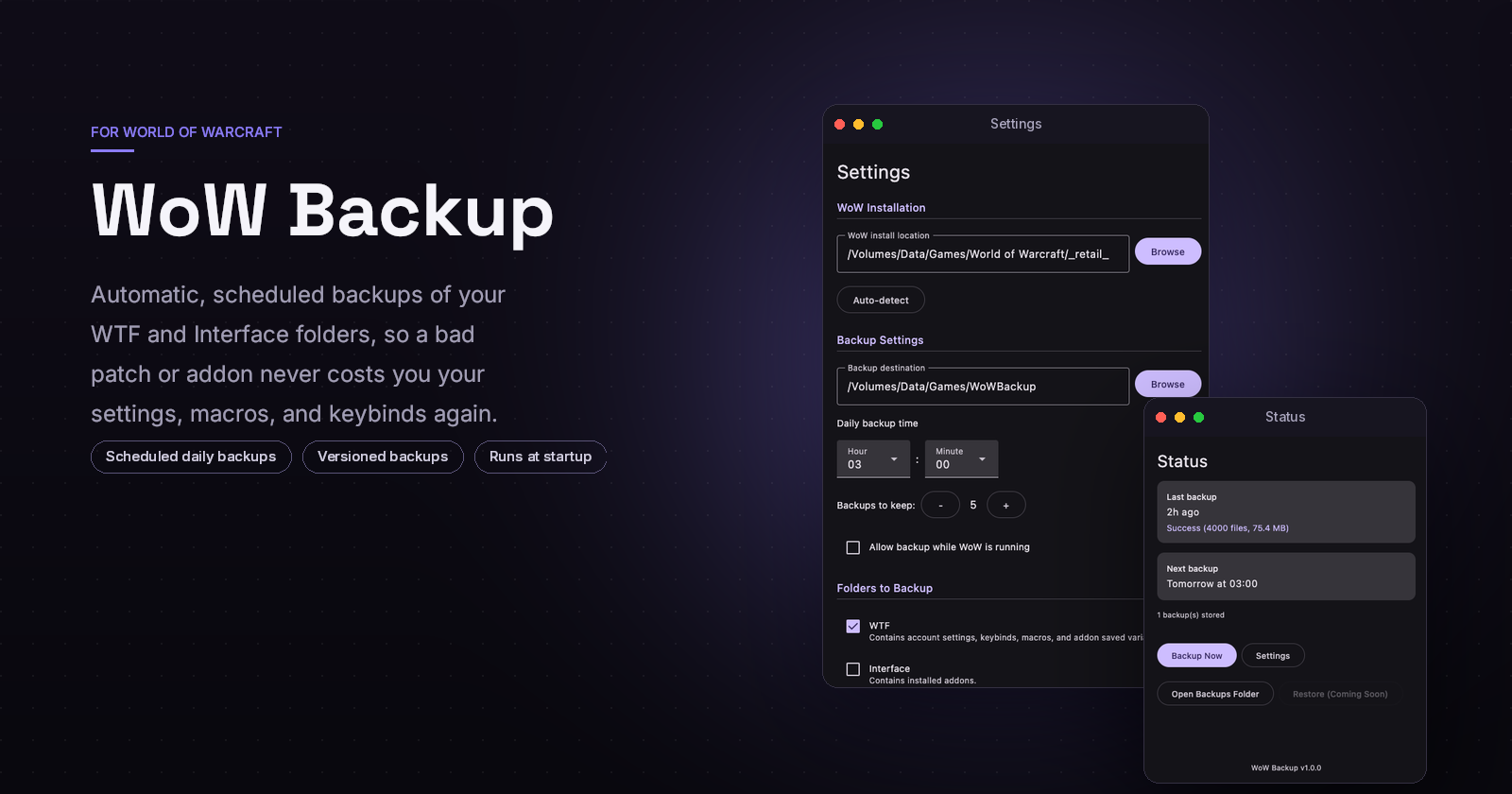 WoW Backup